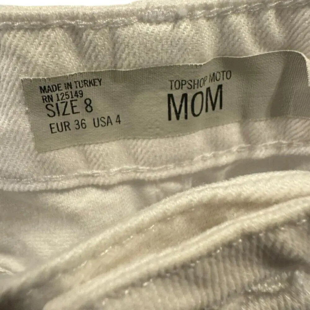 Topshop White Mom Cutoff Denim Shorts Size 8